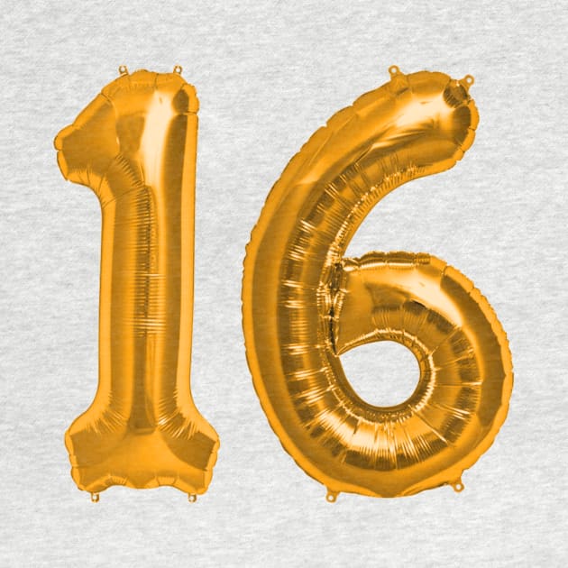 Bright Orange 16th Birthday Metallic Helium Balloons Numbers by podartist